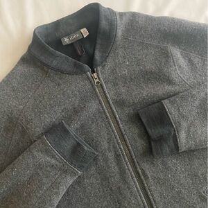 IBEX Wool Hunters Point Bomber Jacket Mens M Full Zip USA Made Sweater Fleece